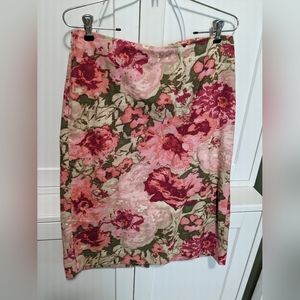 Talbot's pink floral pencil skirt